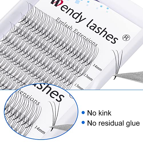 Volume Lash Extensions 3D 5D Premade Fans Eyelash Extensions 0.07mm Thickness C/D Curl 8-14mm Short Stem Premade Volume Eyelash Extensions Pointed Base Fans(3D-0.07-C, 8-14mm Mixed Tray)