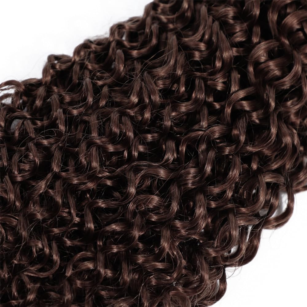 Dark Brown Human Hair Bundles Color #4 Curly Bundles Human Hair 8A Brazilain Unprocessed Virgin Hair 12 14 16 Inch 3 Bundles Brown Curly Bundles Human Hair Extension