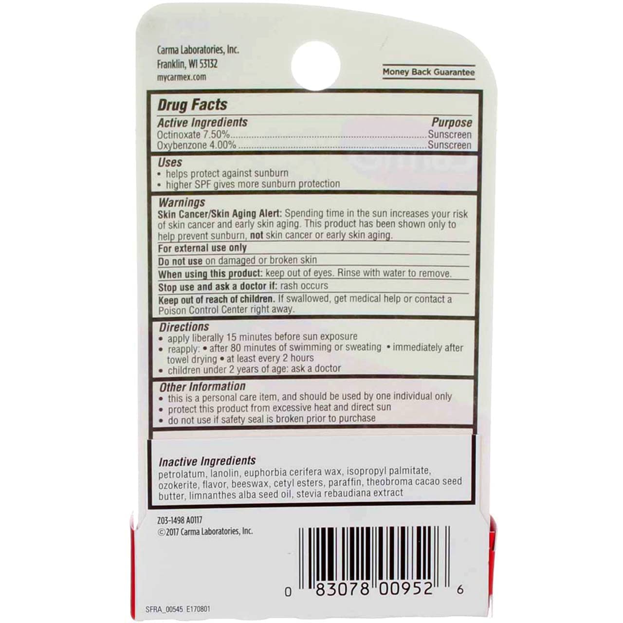 Carmex Click-Stick Moisturizing Lip Balm SPF 15 Strawberry 0.15 oz (Pack of 4)