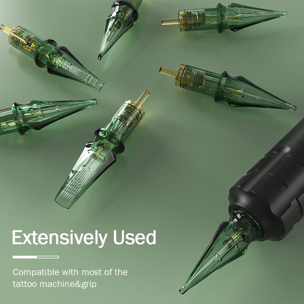 50Pcs Tattoo Needles Assorted, Solong Pro Disposable Tattoo Needles Size #12 Round Liner Round Magnum-10Pcs each of 3RL,5RL,7RL,9RM,15RM Tattoo Cartridge Needles EN01S-50KIT-X