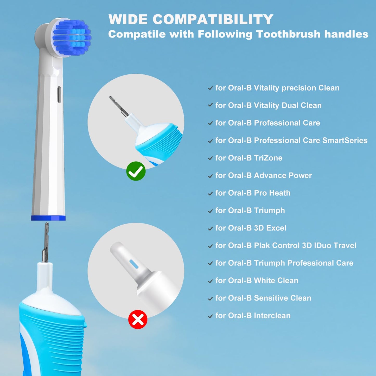 Replacement Heads Compatible with Oral B Braun Electric Toothbrush, 16 Pcs Professional Toothbrush Heads for Oral B Replacement Heads, Brush Heads for Oral B Pro 1000/1500/7500/3000/7000/8000/500
