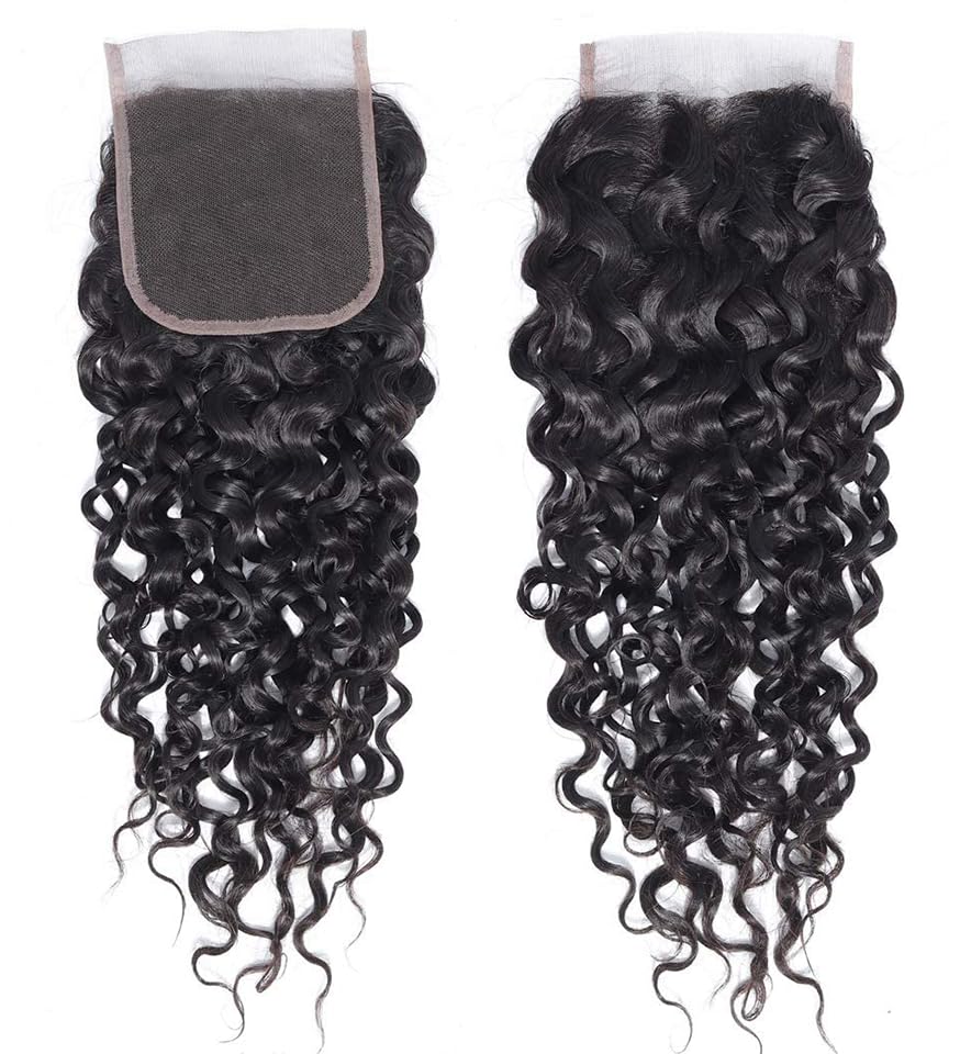 4x4 Lace Closure Deep Wave Human Hair 130% Density Unprocessed 12A Deep Curly Virgin Hair 4x4 Transparent Lace Closure With Cap Natural Color 16 Inch