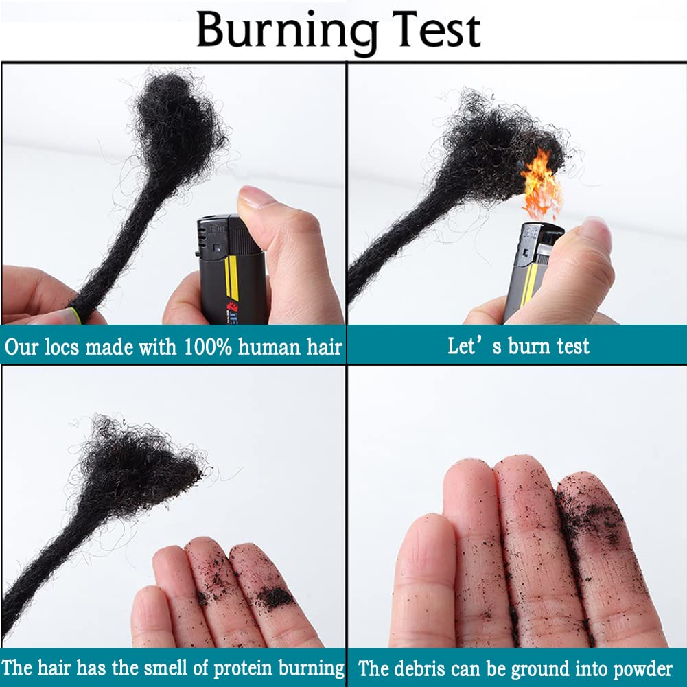 12 Inch 50 Strands Dreadlock Extensions for Women/Men 100% Handmade Loc Extensions Human Hair Can Be Curled and Bleached Dreads Extension with Needle(width 0.6cm natrual color)