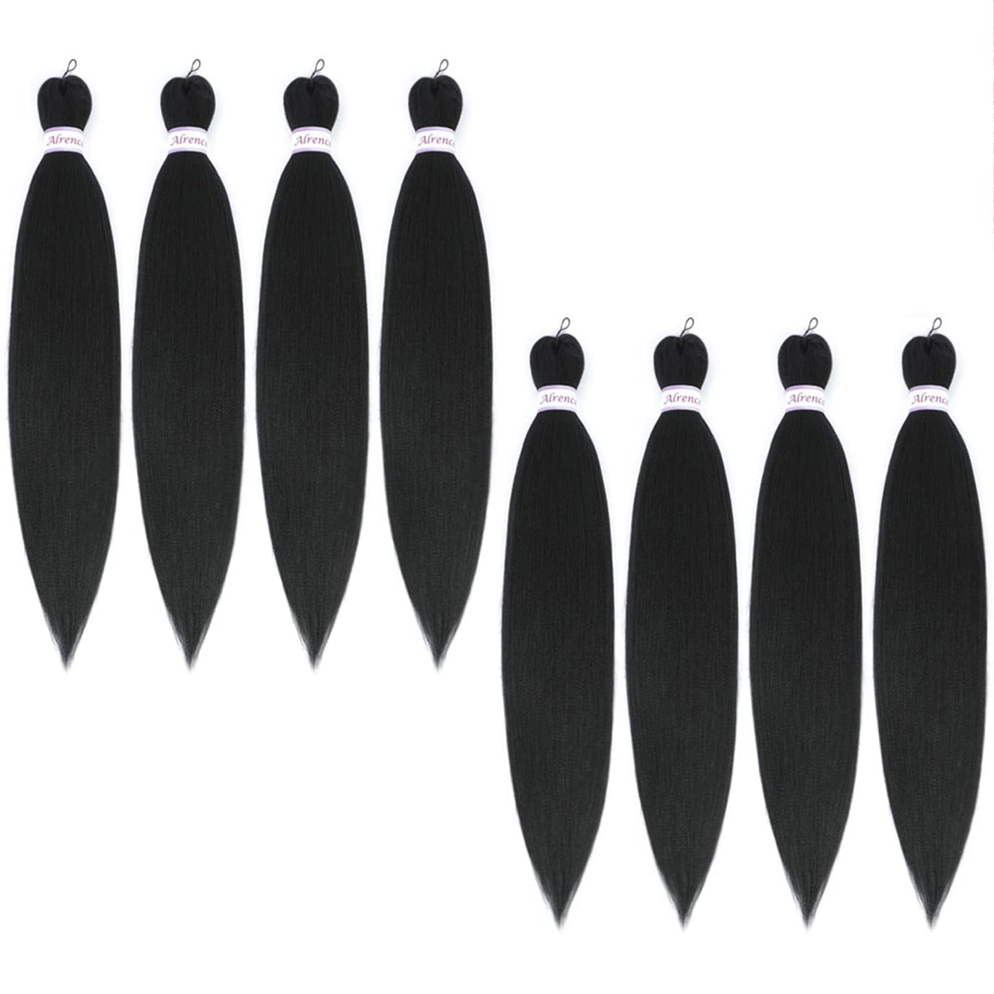 Alrence Pre Stretched Braiding Hair Long Braid 24 Inch 8 Packs Professional Braiding Hair Extensions Synthetic Crochet Twist Braids (24 Inch, 1B#)