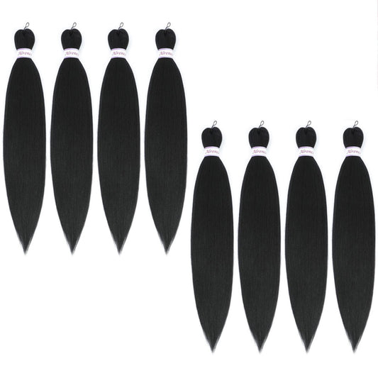 Alrence Pre Stretched Braiding Hair Long Braid 24 Inch 8 Packs Professional Braiding Hair Extensions Synthetic Crochet Twist Braids (24 Inch, 1B#)