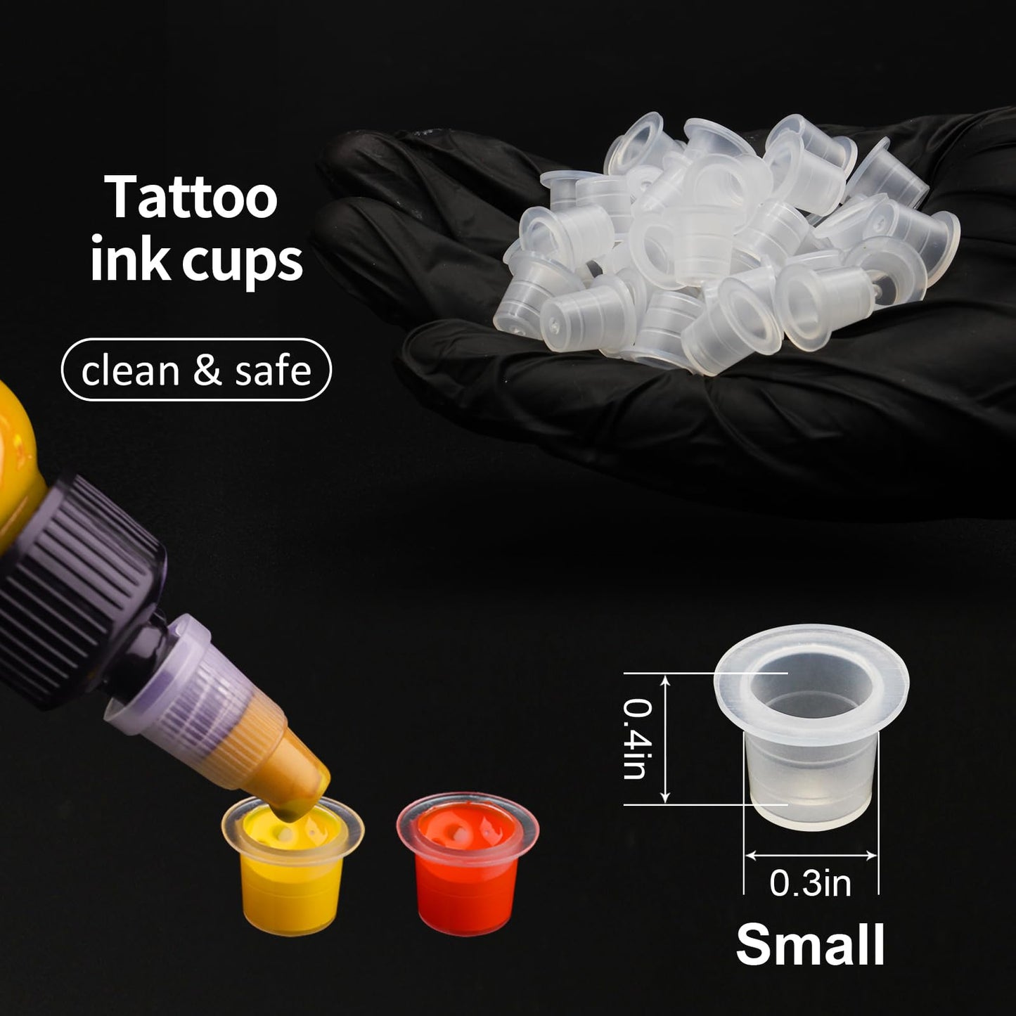WZPB Tattoo Ink Caps - 1000Pcs Small Ink Cups Plastic Pigment Ink Caps Size 8mm Ink Cups for Tattoo Ink