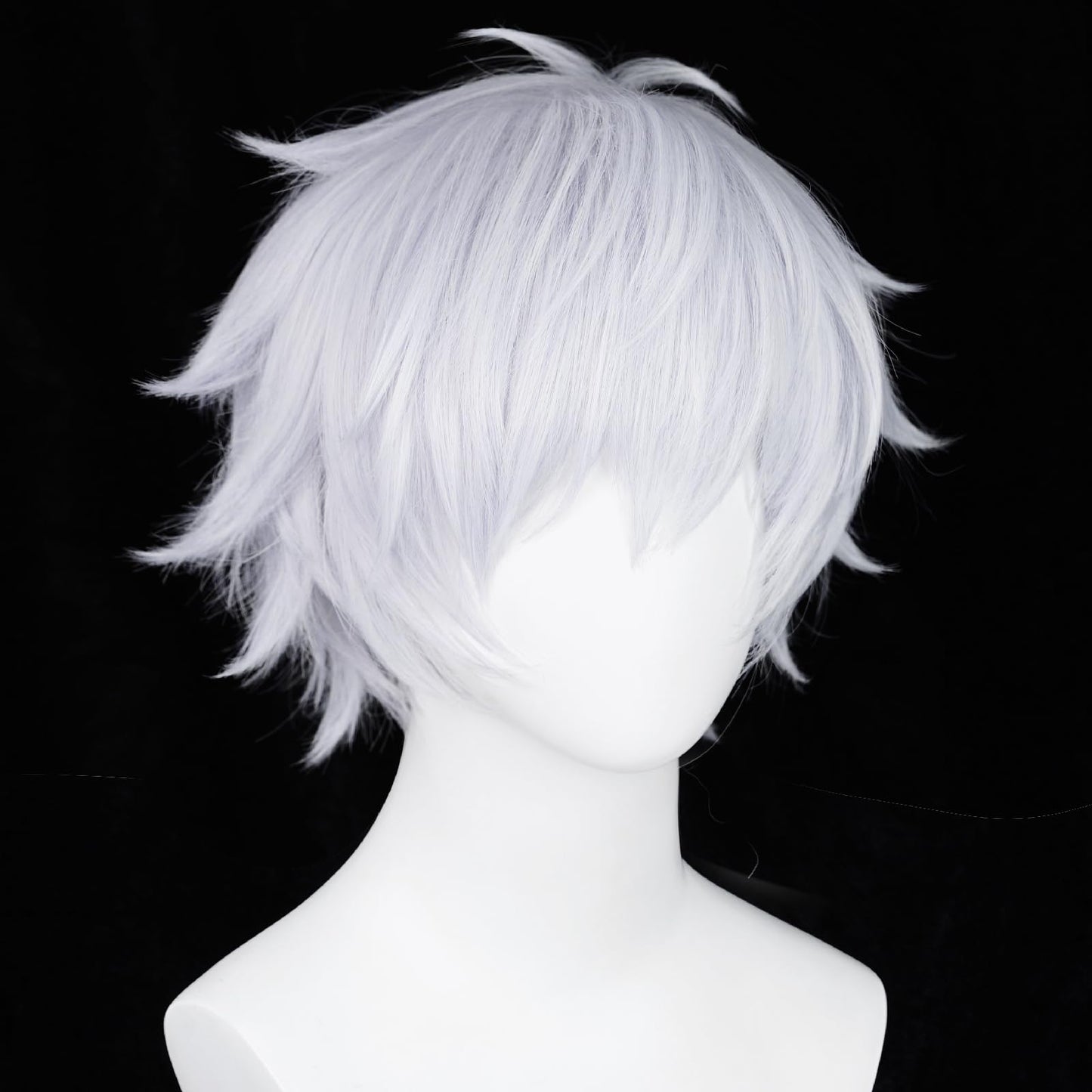 Wiggy Mermaid Silver Violet Wig for Satoru Gojo Cosplay, Mens Short Fluffy Spiky Hair Wig for Anime Cosplay Halloween Costume
