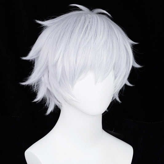 Wiggy Mermaid Silver Violet Wig for Satoru Gojo Cosplay, Mens Short Fluffy Spiky Hair Wig for Anime Cosplay Halloween Costume