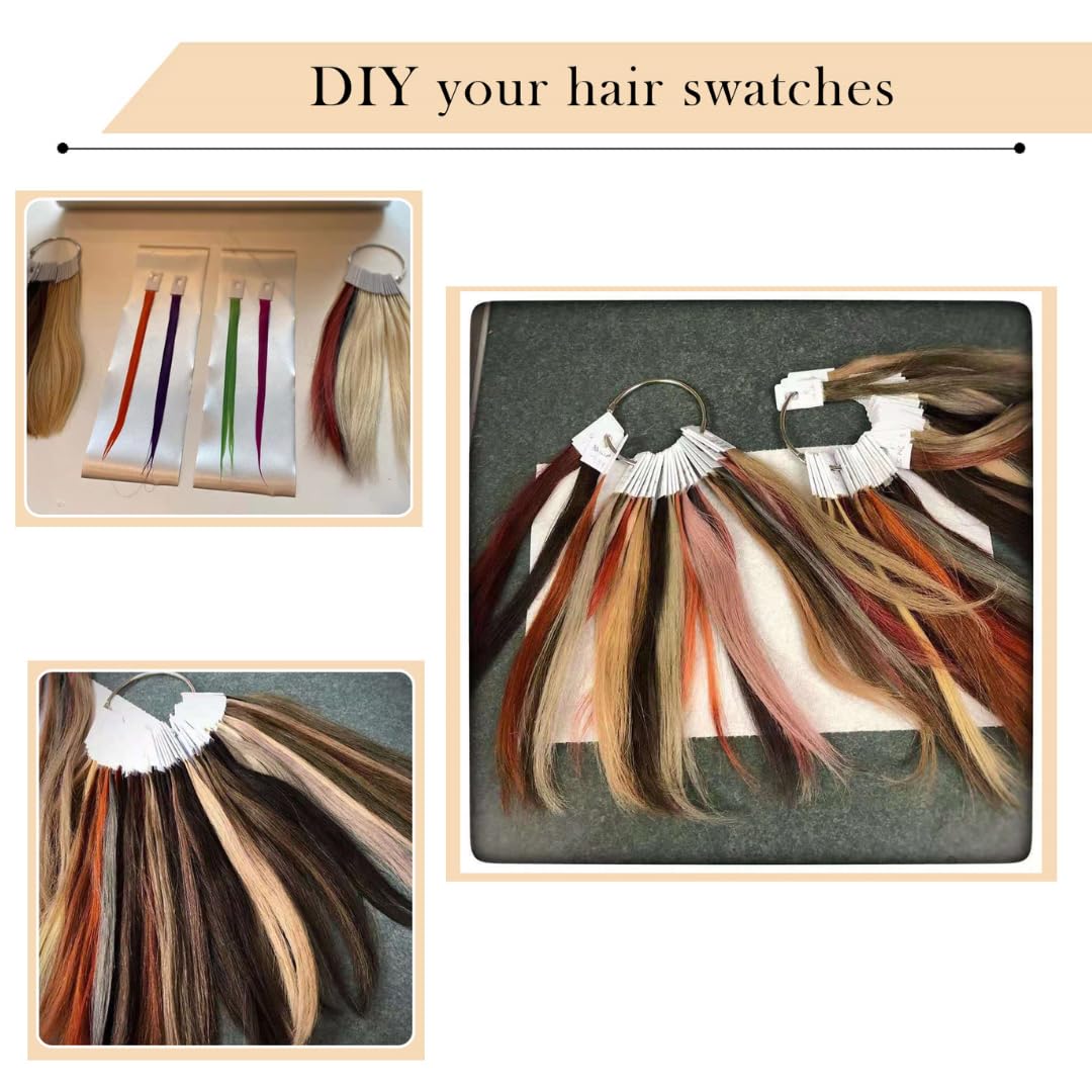 RINBOOOL Hair Swatches for Testing Color, Dark Brown Tone Level 2, Real Natural Remy Human Hair, 30 Strands per Pack, 8 Inches