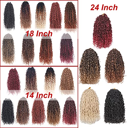 Beverlee 18 Inch Goddess Locs Crochet Hair 8 Pcak Boho Faux Locs Boho Goddess Locs Crochet Locs Pre Looped Soft Hippie Locs Synthetic Bohemian Curly Crochet Locs Hair for Black Women TBUG#