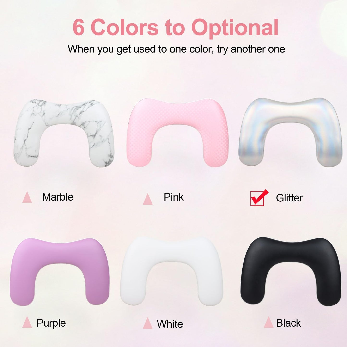 Arm Rest for Nails Tech,U-shaped Manicure Nail Hand Rest Pillow Cushion, Big Microfiber Leather Nail Arm Rest Stand for Acrylic Nail Art Tech(Glitter)