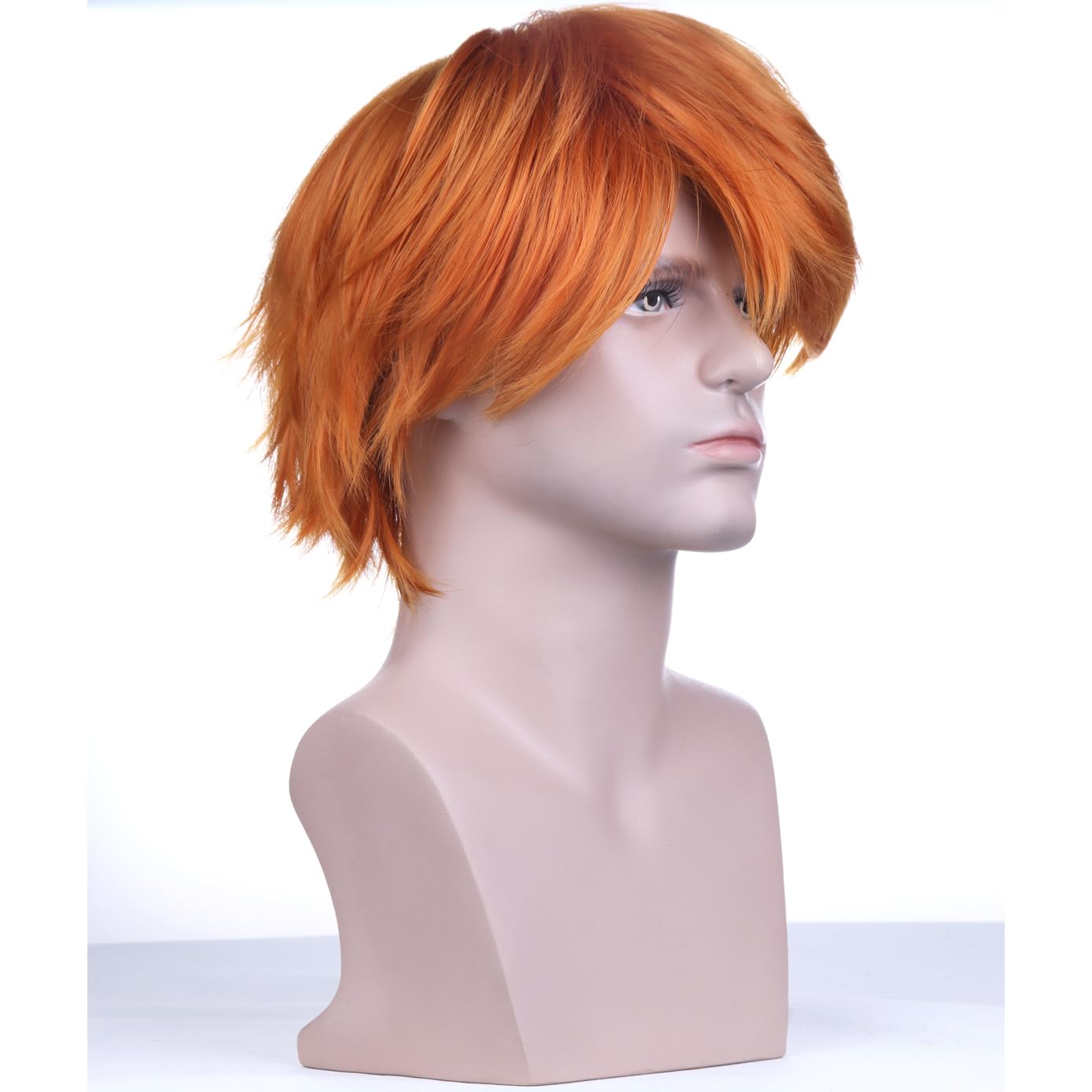 BERON Orange Short Wigs Straight Anime Cosplay Hair Wig 12" Ginger Bob Party Halloween Costume Dress Up Wig Cap Included