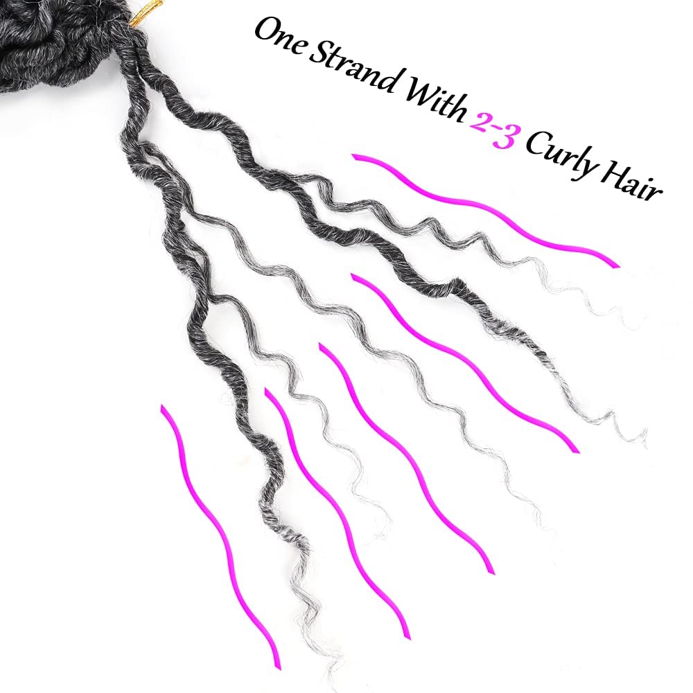 6 Packs New Goddess Curly Locs Crochet Hair 14 Inch Curly Crochet Hair Faux Locs Crochet Hair Boho Hippie Locs River locs Synthetic Hair Extensions for Braids for Black Women(14Inch?T1B/Gray)