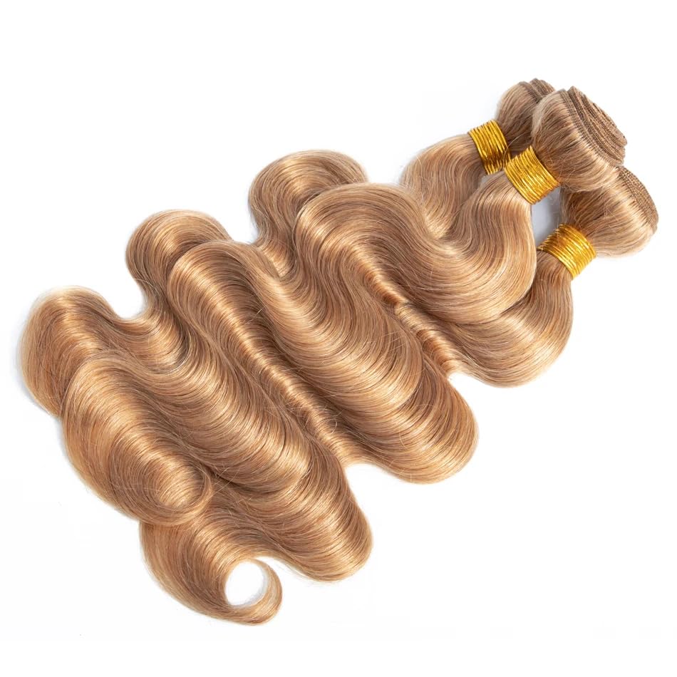 24 26 28 Inch Human Hair Bundles Brazilian Honey Blonde Body Wave 3 Bundles Color 27 Unprocessed Virgin Hair