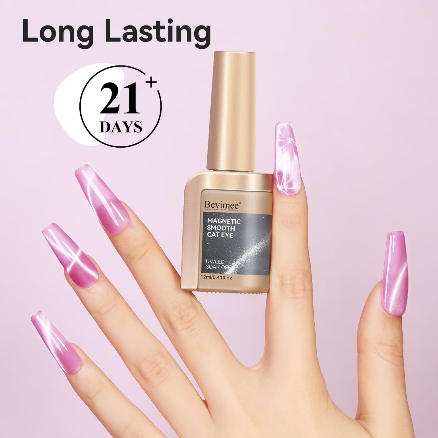 Bevimee Cat Eye Gel Polish Moonlight 12ML, Magnetic Cateye Shiny Holographic Nail Polish for Nail Art 1PCS