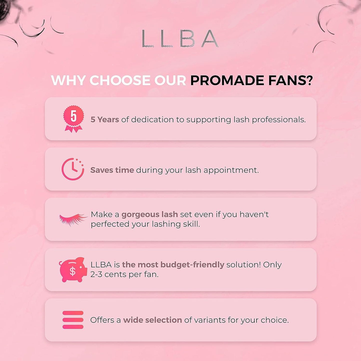 LLBA Promade Mix 750 Fans | Handmade Volume Eyelashes | Multi Selections From 5D To 12D | C CC D Curl | Thickness 0.03~0.1 mm | 9-18mm Length | Long Lasting | Easy Application 10D-0.03 C 11-12-13mm