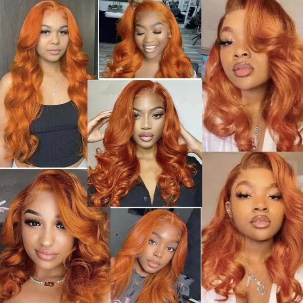 Ginger Orange Human Hair Bundles Color 350 Body Wave Hair Extenisons 16 16 16 Inch Grade 8A Brazilian Virgin Remy 3 Bundles Double Weft Soft Real Hair Weave
