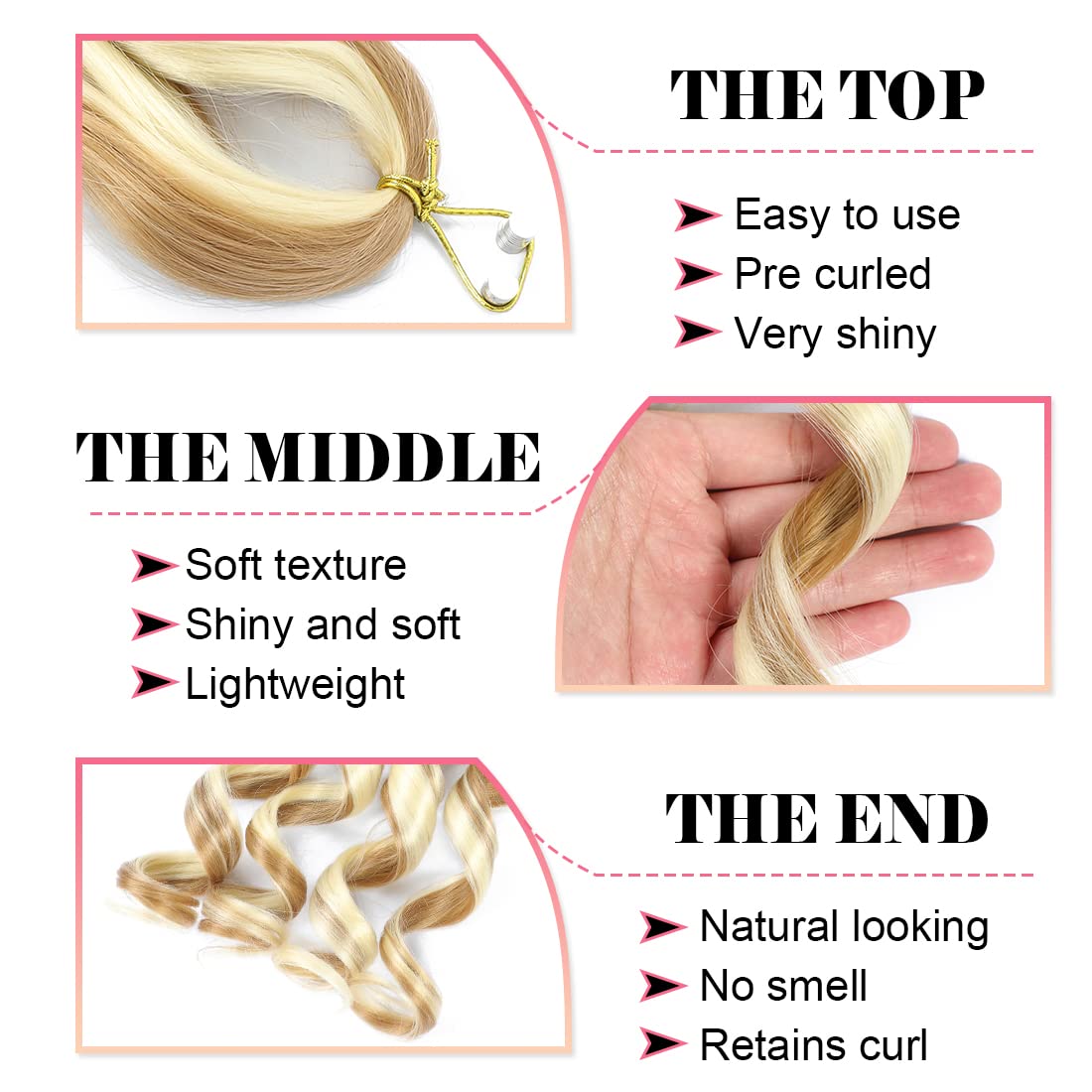 WIPPORYA 6packs French Curl Braiding Hair 24 Inch Loose Wave Bouncy Braiding Hair Pre Stretched 100g/pack Yaki Curly Hair for Black Women Hair Extensions (M27/613)