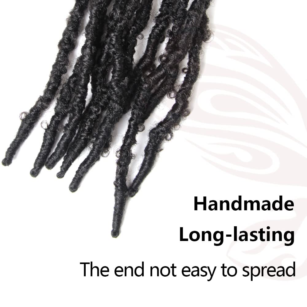NISEYO NU Short Pre-looped Butterfly Locs Crochet Hair 16 Inch 8 Packs Light Weight & Soft Distressed Locs,1B(Natural Black)