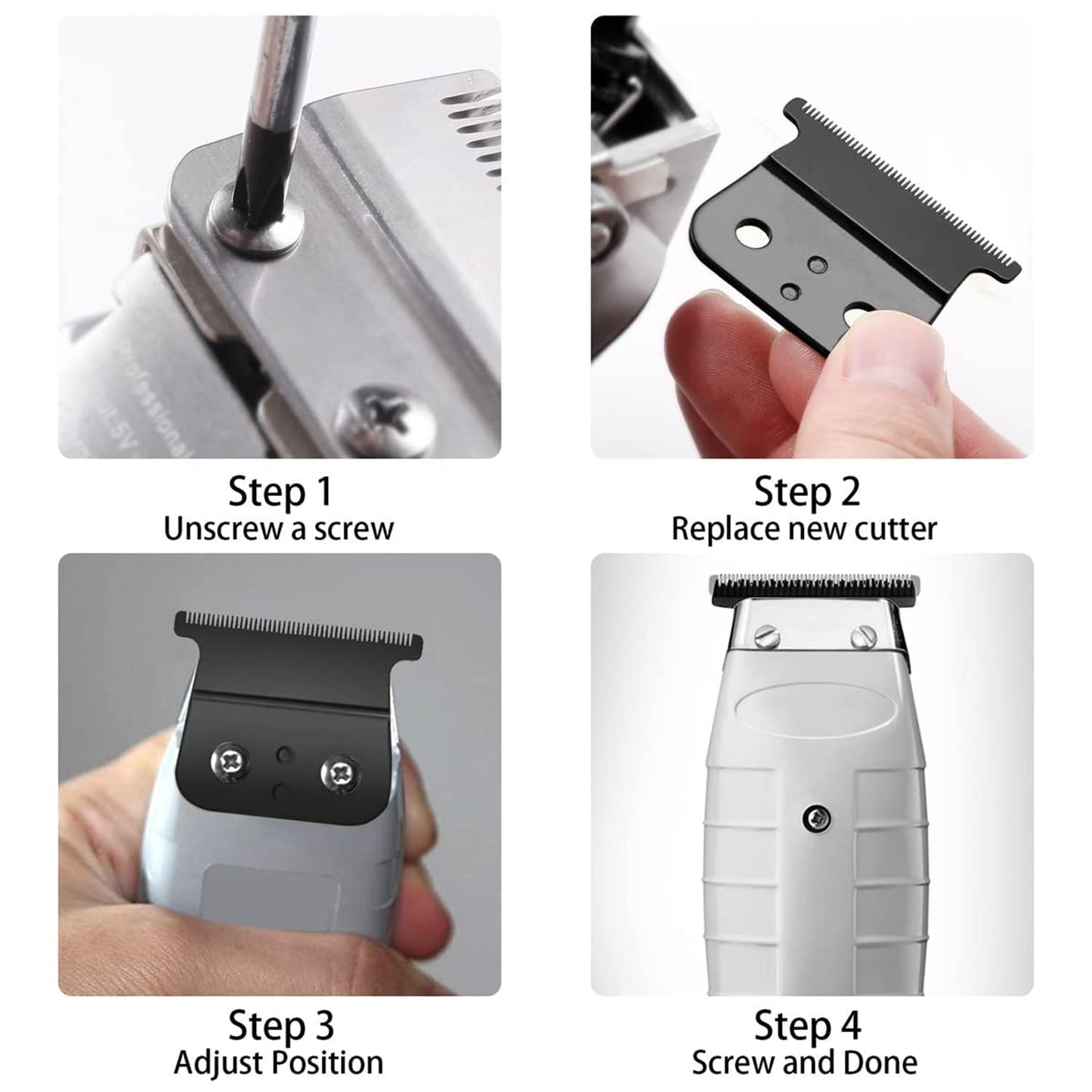 T Outliners Blades Compatible with Andis T Outliners, Andis Gtx, T Outliners Replacement Blade Andis Gtx Replacement Blade (Black Steel T Blade + Black Steel Blade) (2Pack/Black)