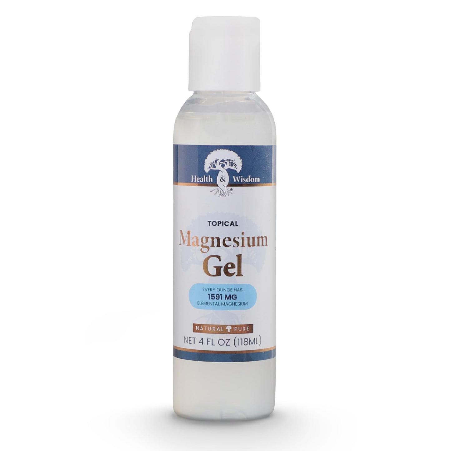 Health and Wisdom Topical Magnesium Gel with Seaweed Extract - Magnesium Gel Topical for Muscles, Magnesium Topical Gel, Gel Magnesium, All Natural Magnesium Gel, Magnesium Chloride Gel - 4 Fl Oz