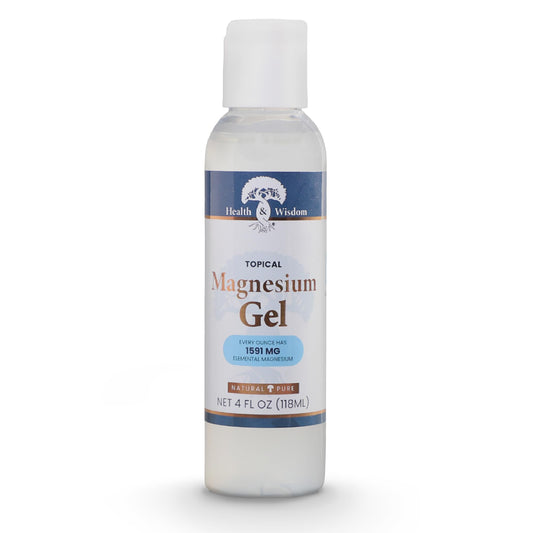 Health and Wisdom Topical Magnesium Gel with Seaweed Extract - Magnesium Gel Topical for Muscles, Magnesium Topical Gel, Gel Magnesium, All Natural Magnesium Gel, Magnesium Chloride Gel - 4 Fl Oz