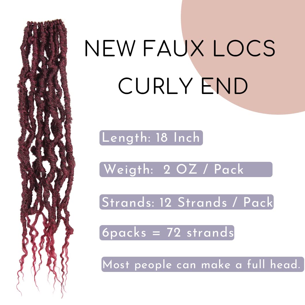 BOHOBABE Faux Locs Crochet Hair 18 Inch, Boho Soft Crochet Locs with Curly Ends, Long Bohemian Goddess Locs Crochet Braids for Black Women (6 Packs, T118)