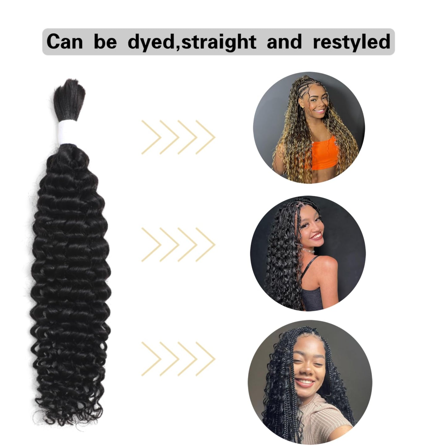 Human Braiding Hair for Boho Braids 1 Bundle 50g 18Inch Water Wave Human Hair Braiding Hair 12A Brazilian Virgin No Weft Hair Extensions for Bohemian Knotless Braids Bulk Human Hair for Braiding