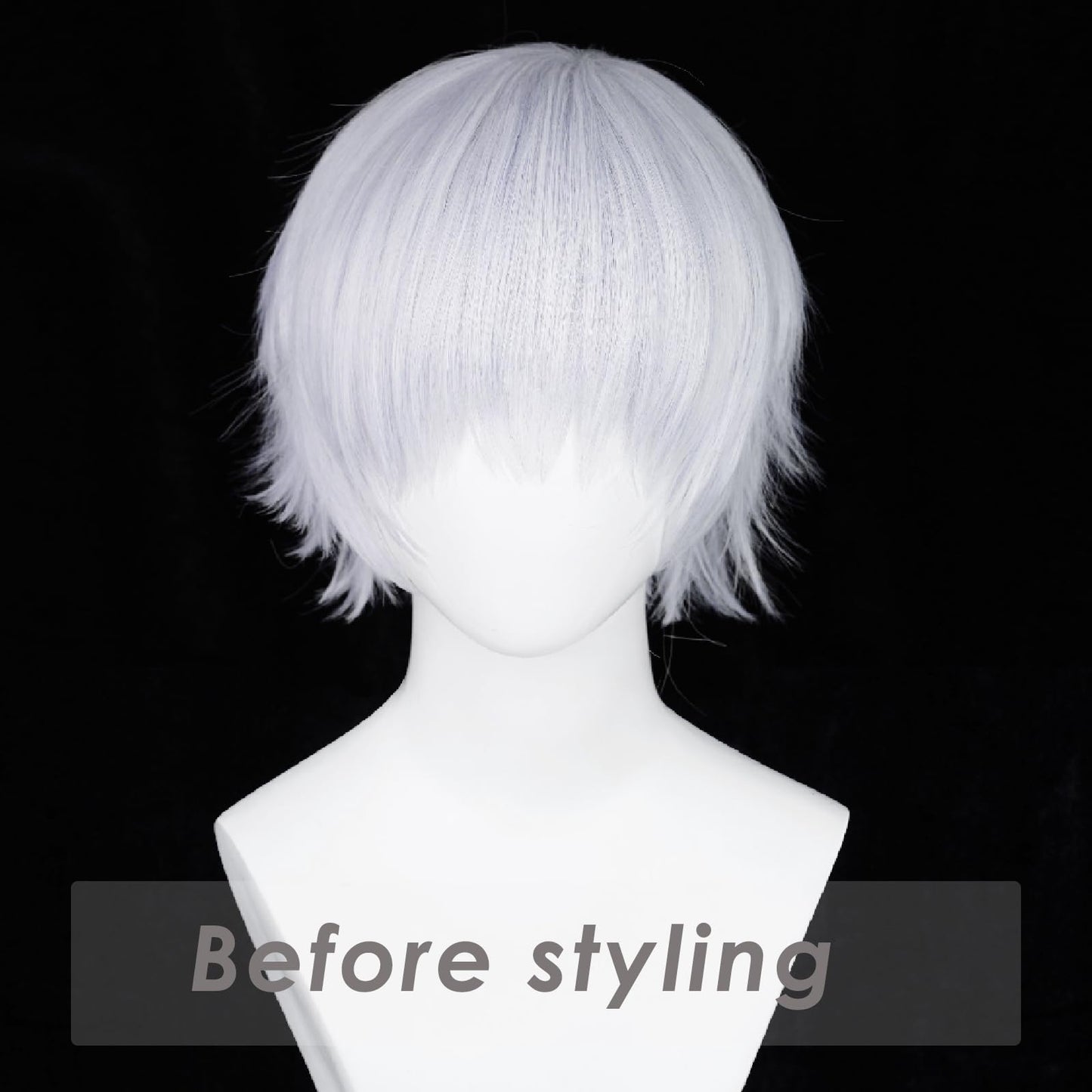 Wiggy Mermaid Silver Violet Wig for Satoru Gojo Cosplay, Mens Short Fluffy Spiky Hair Wig for Anime Cosplay Halloween Costume