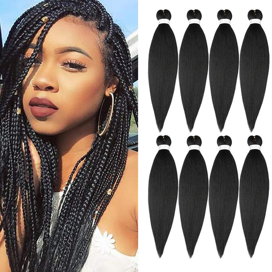 Pre Stretched Braiding Hair 26"-8 Packs Synthetic Braiding Hair Crochet Braids Hot Water Setting Professional Soft Yaki Straight Texture (26Inch,#1)