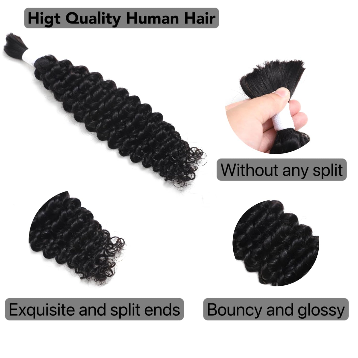 Human Braiding Hair for Boho Braids 1 Bundle 50g 18Inch Water Wave Human Hair Braiding Hair 12A Brazilian Virgin No Weft Hair Extensions for Bohemian Knotless Braids Bulk Human Hair for Braiding