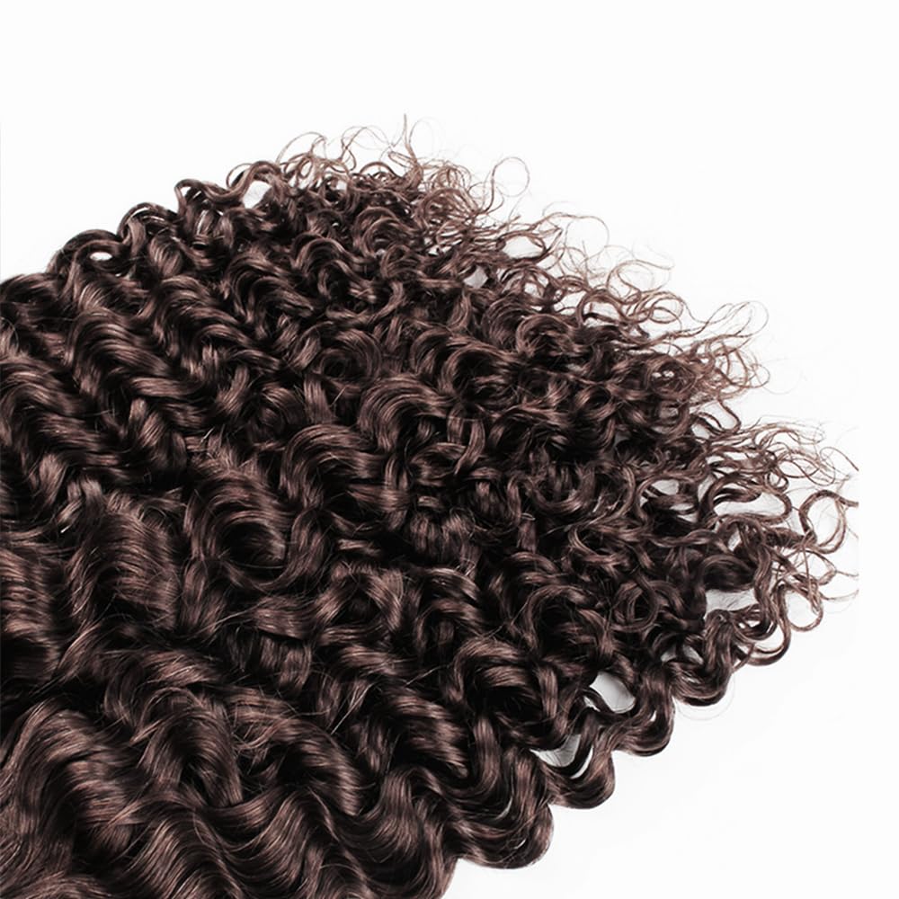 Dark Brown Human Hair Bundles Color #4 Curly Bundles Human Hair 8A Brazilain Unprocessed Virgin Hair 12 14 16 Inch 3 Bundles Brown Curly Bundles Human Hair Extension