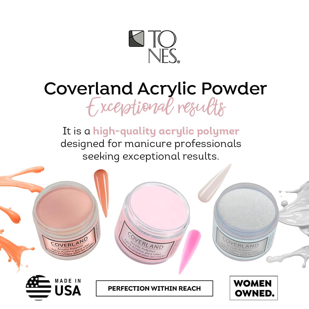 Tones Coverland Acrylic Nail Powder "Princess" - Limited Edition Acrylic Powder for Nail Design, Sculpting, and Masking Nail Bed Imperfections - Professional Acrylic Nail Supplies - (1.5 Oz)