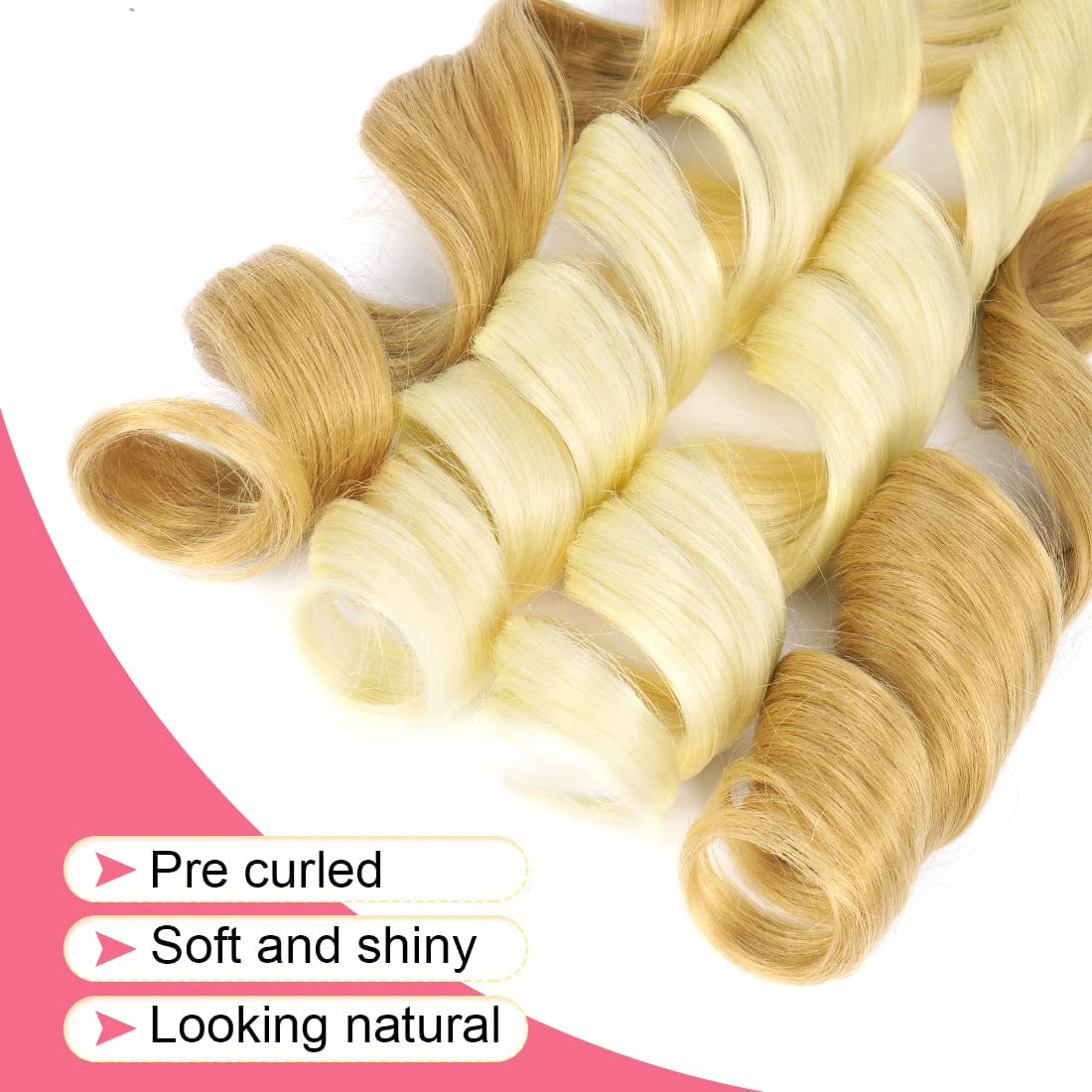 WIPPORYA 6packs French Curl Braiding Hair 24 Inch Loose Wave Bouncy Braiding Hair Pre Stretched 100g/pack Yaki Curly Hair for Black Women Hair Extensions (M27/613)