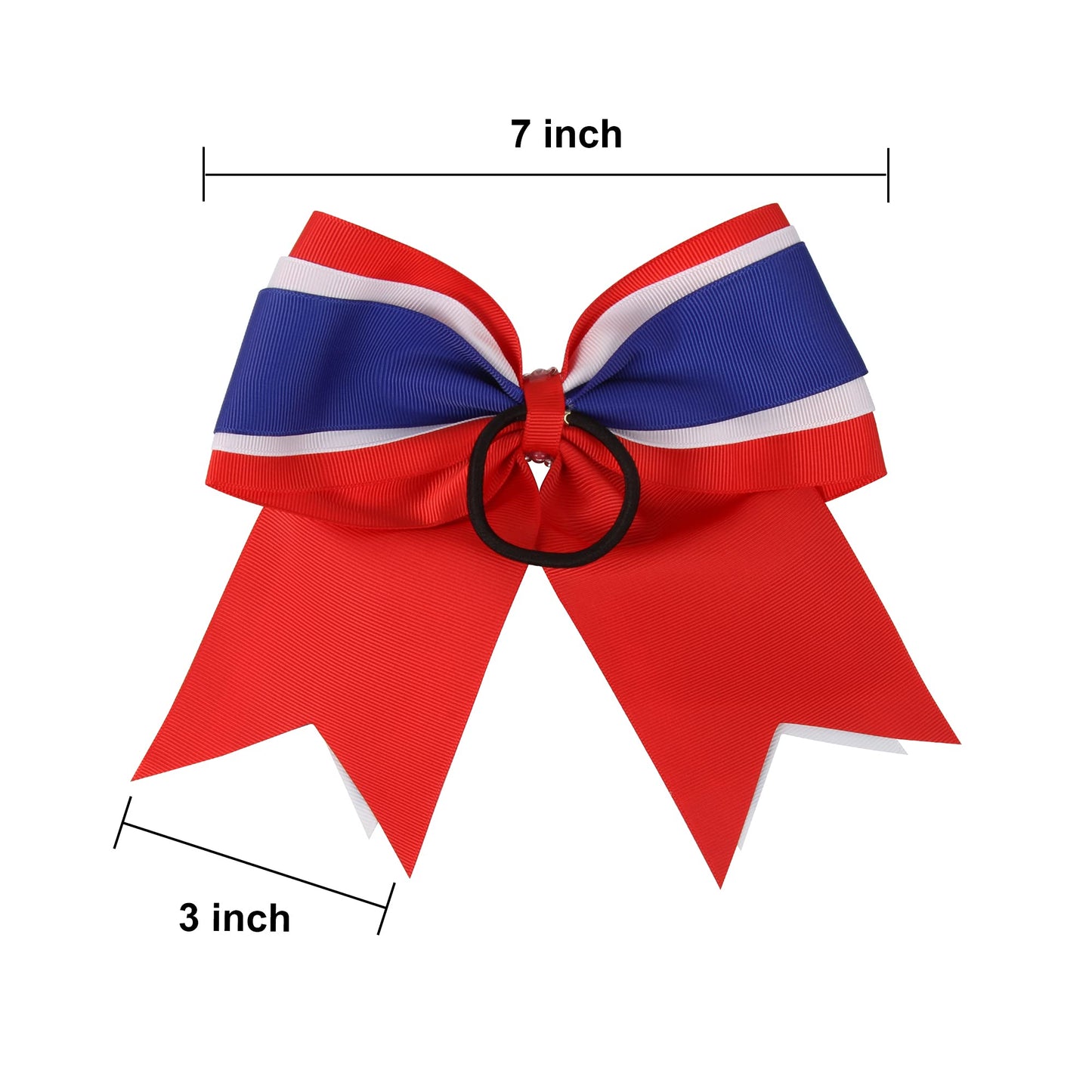 8 Inch 3 Colors 3 Layers 6 Pcs Cheerleader Bows Jumbo Cheerleading Bows Hair Elastic Hair Tie for High School College (Forest green/White/Yellow gold)