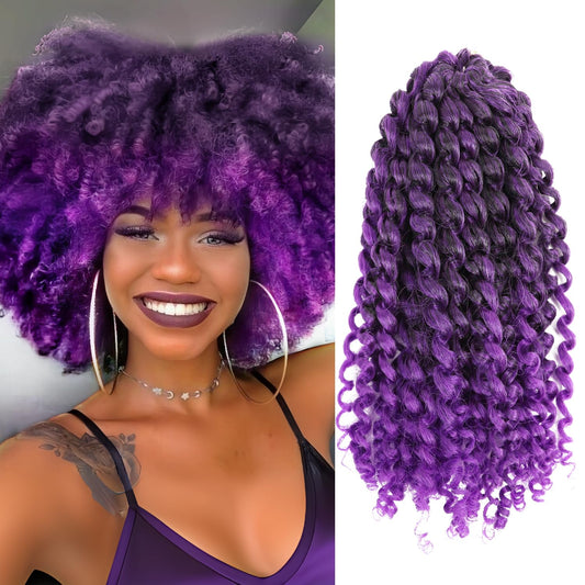 MODERN QUEEN 8 Inch Short Passion Twist Crochet Hair - 9 Bundles Marlybob Kinky Curly Crochet Hair for Black Women and Kids - Water Wave Crochet Braids