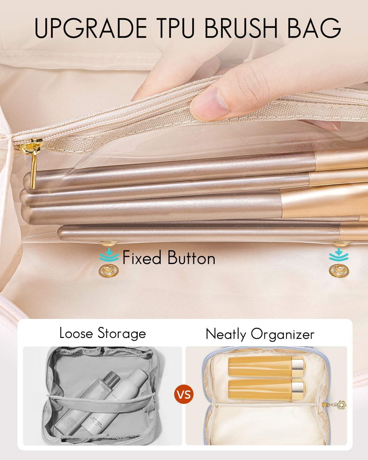 Vlando Makeup Bag,Travel Makeup Bag Waterproof Portable Cosmetic Bag PU Leather Open Flat Make up Organizer for Travelers teen Girls Women,Christmas Gifts for Women(Purple)