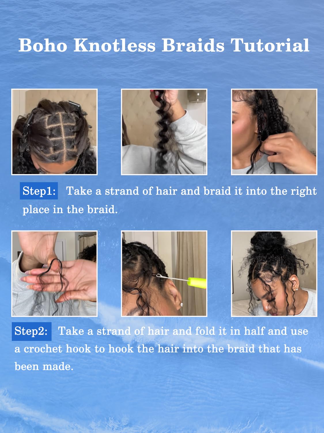 Human Braiding Hair Water Wave 55g Human Hair for Braiding 24 Inch Boho Braids Human Hair Wet and Wavy Boho Knotless Braids No Weft Brazilian Virgin Bundles Curly Black