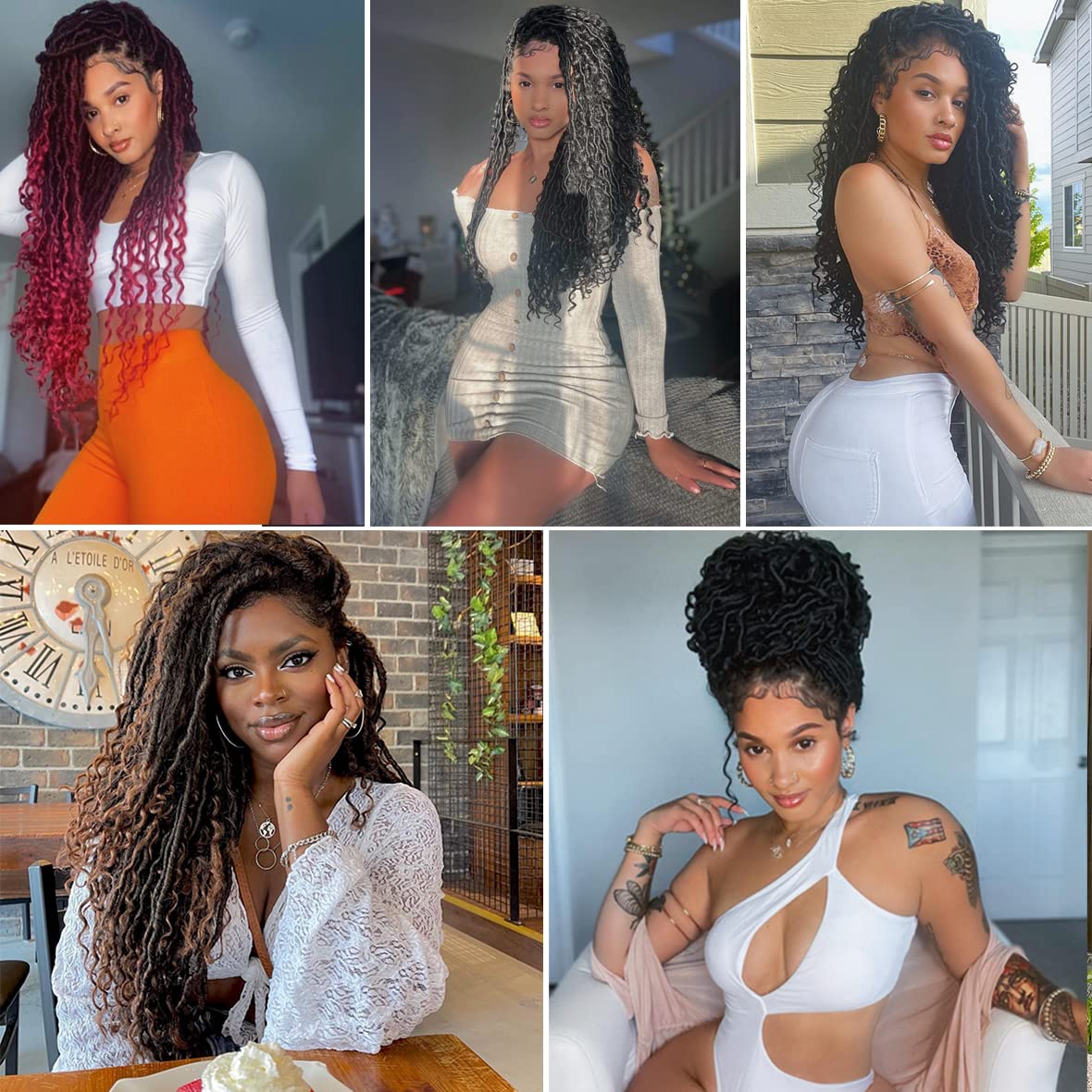 Beverlee 18 Inch Goddess Locs Crochet Hair 8 Pcak Boho Faux Locs Boho Goddess Locs Crochet Locs Pre Looped Soft Hippie Locs Synthetic Bohemian Curly Crochet Locs Hair for Black Women TBUG#