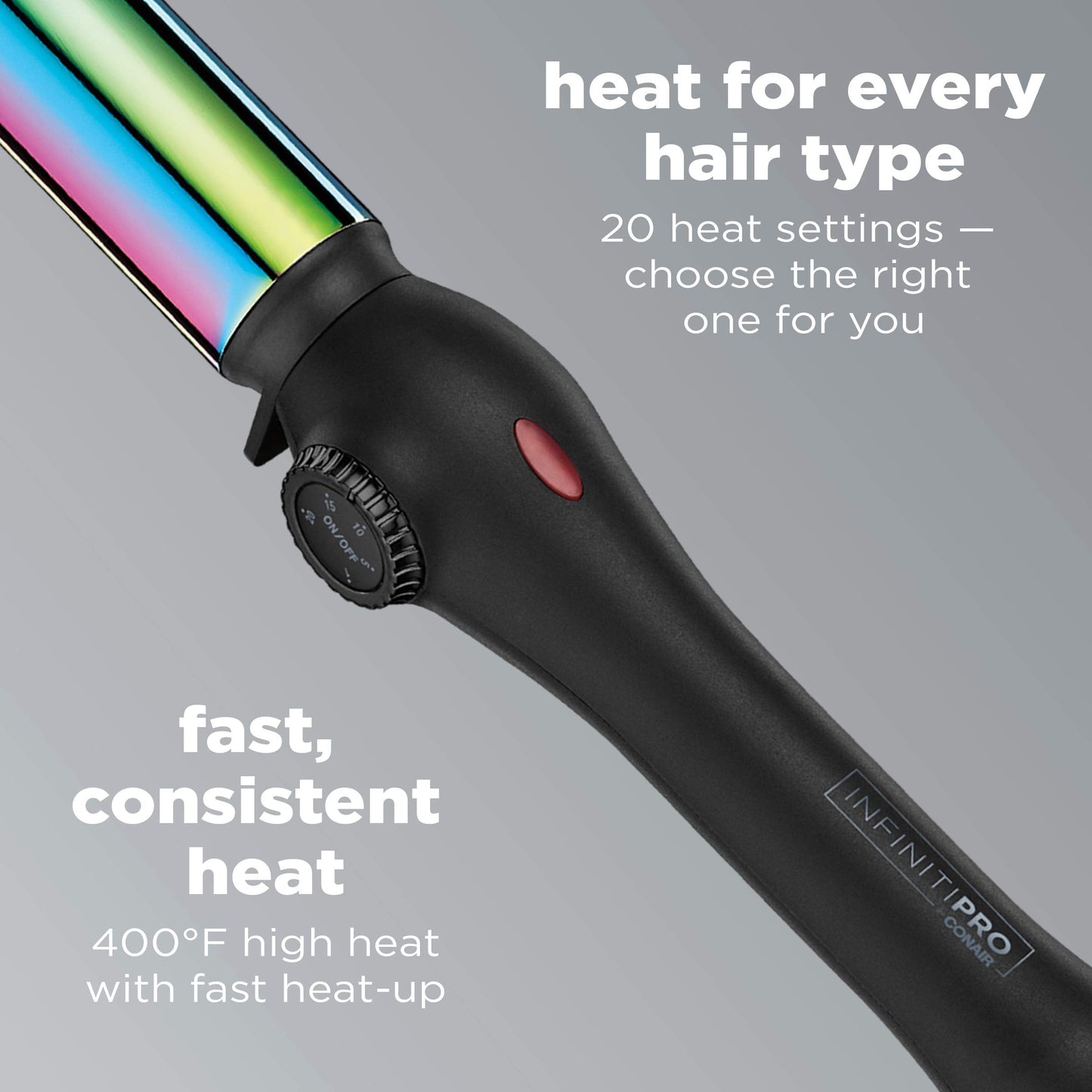 INFINITIPRO BY CONAIR Rainbow Titanium 1 1/4-inch Curling Wand, Straight wand produces flawless waves