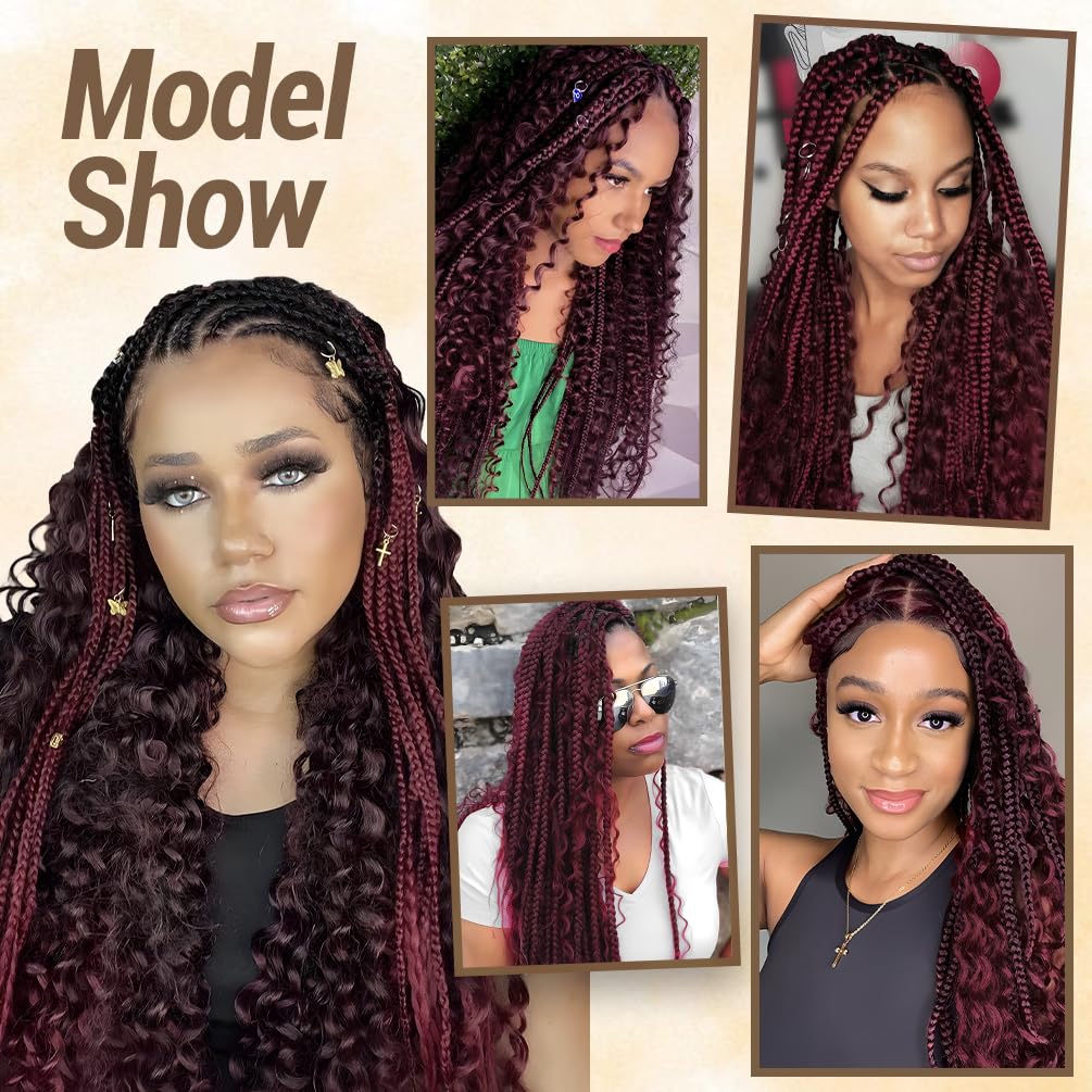 Human Braiding Hair for Boho Knotless Braids 1 Bundle 20 Inches 50g Deep Wave Bulk Human Hair for Braiding Hair Wet and Wavy 10A Brazilian Virgin Human Bohemian Hair for Braiding 99J