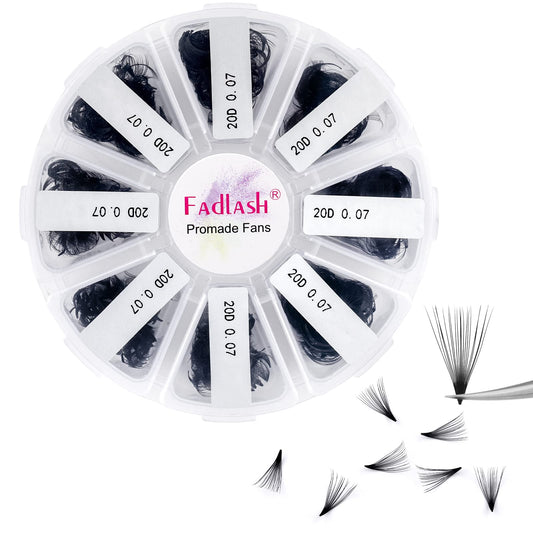 Premade Fans Eyelash Extensions 20D 1000 Promades Eyelash Volume Lash Extensions Pointed Base Loose Fans Premade Lash Extensions Fans Handmade Pre Made Volume Lashes Mix (20D-0.07C, 9-16mm)