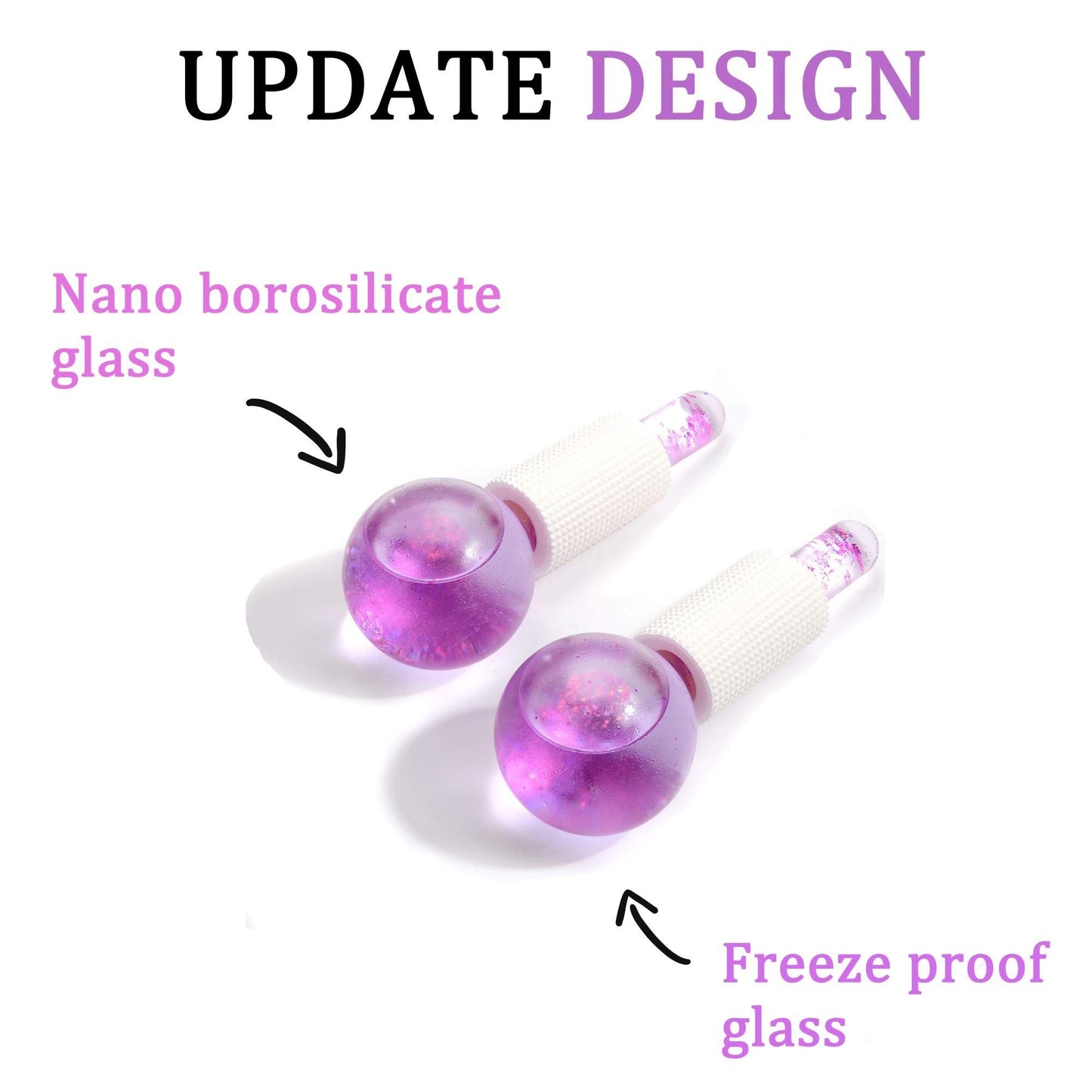 CIBLUTY ICE BEAUTY BALLS for FACIAL, 2PCS Purple Facial Roller for Cold Facial Massage Face Roller Balls with Anti-Freeze Liquid to Reduce Puffiness, Pores, Wrinkles…