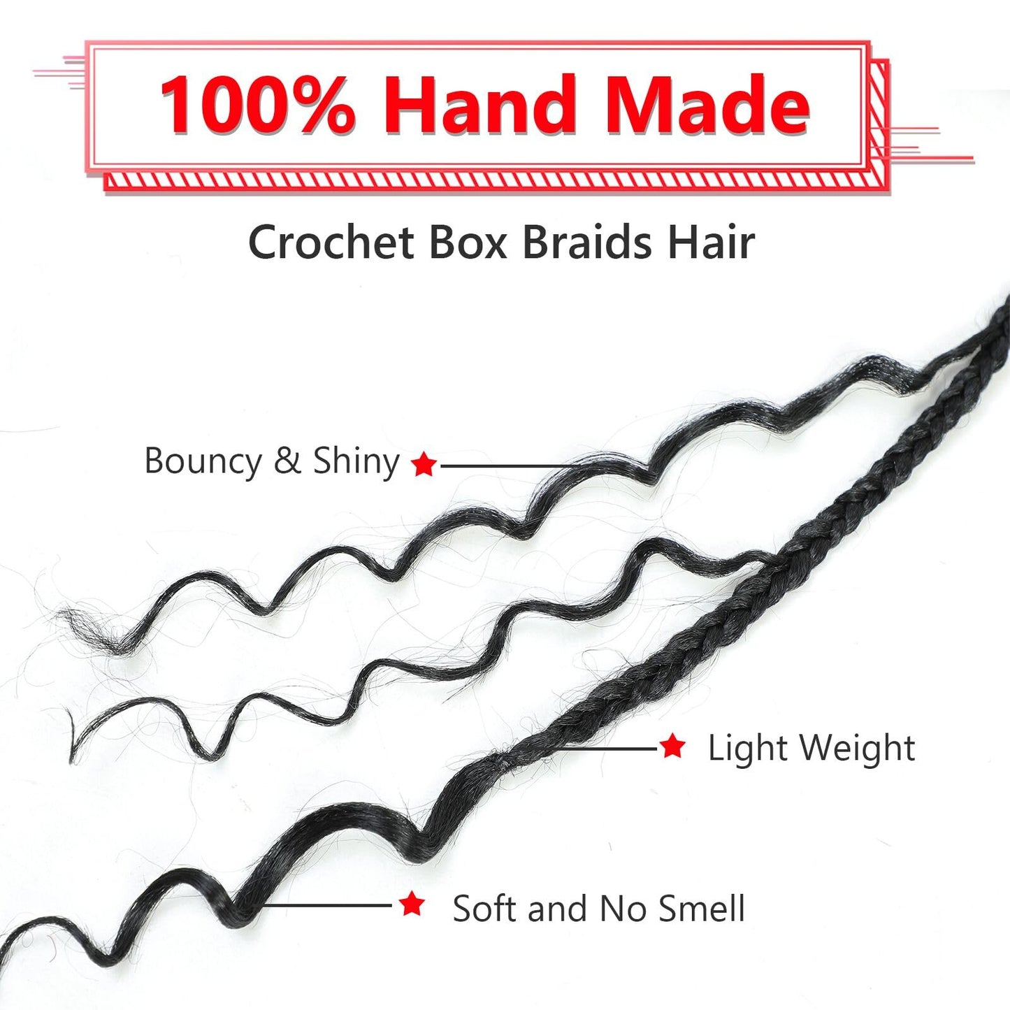 8 Packs Crochet Box Braids- Boho Box Braids Crochet Braids Hair 10 Inch Bohomian Box Braid Crochet Hair Synthetic Braiding Hair Goddess Box Braids Crochet Hair for Black Women (1B)