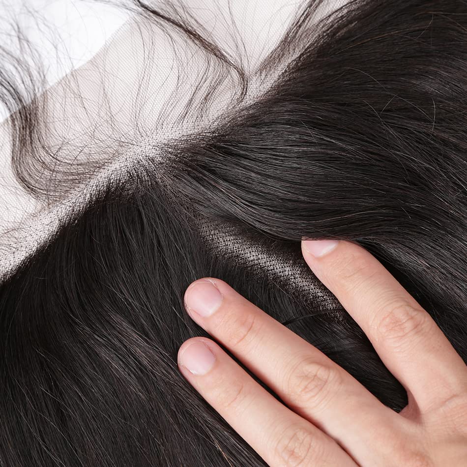 QTHAIR 12A Grade Body Wave Bundles with Frontal Human Hair Bundles with Lace Frontal Body Wave Hair Brazilian Virgin Hair Ear To Ear Frontal with Body Wave Bundles (12 14 14+10 frontal, Natural Color)