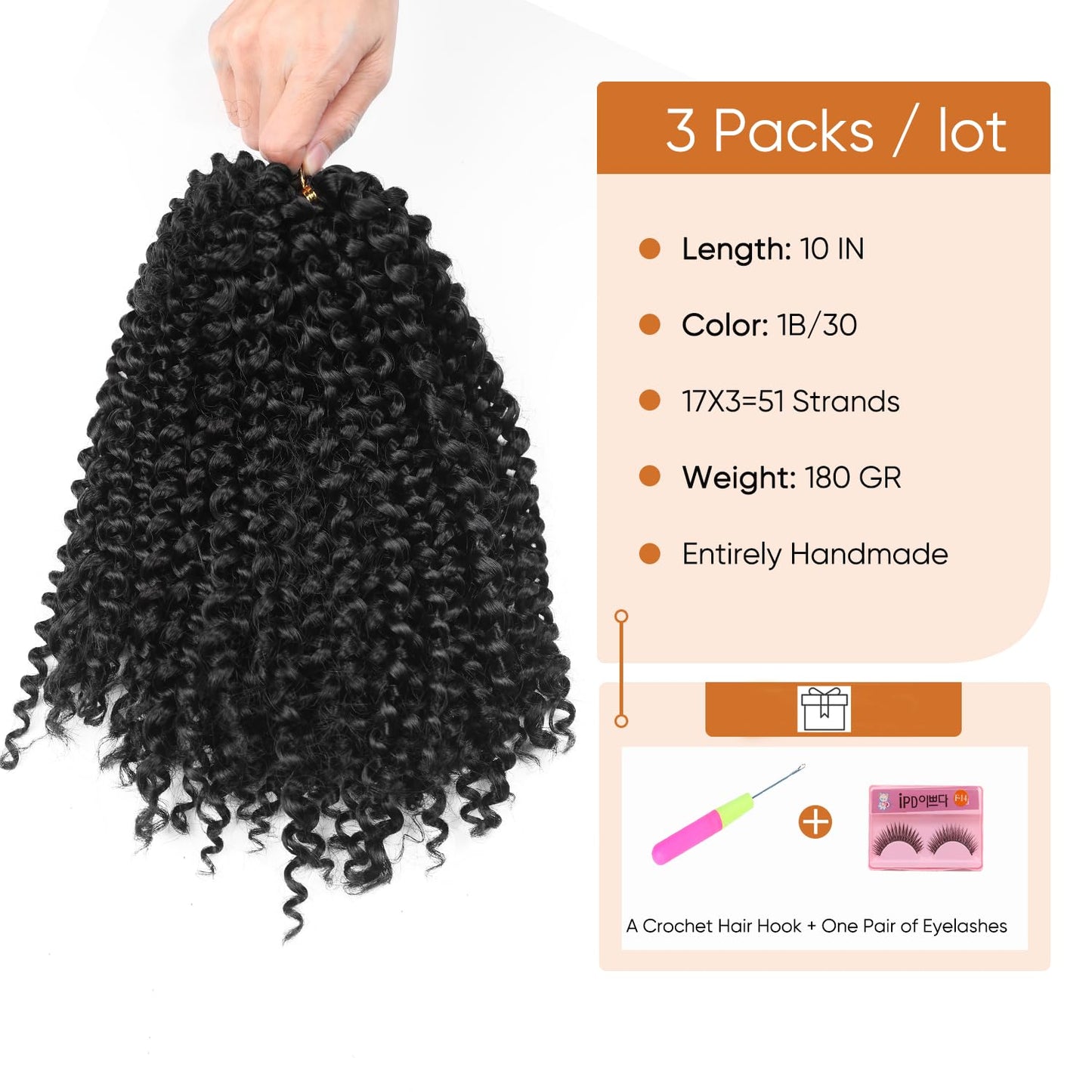 WIGER Kinky Curly Braiding Hair Marlybob Crochet Hair Black Jerry Curly Passion Twist Hair Medium Length Curly Crochet Braids Synthetic Kinky Twist Hair (3 Packs)