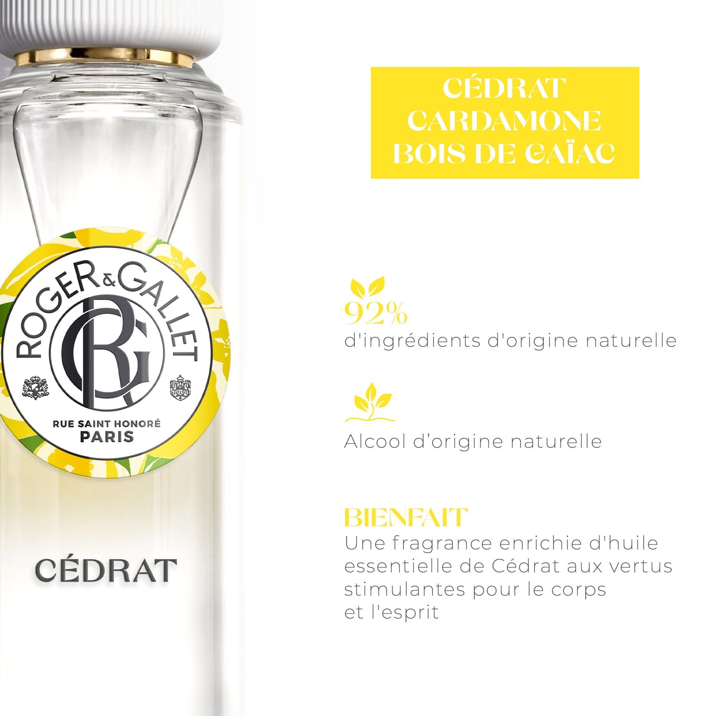 ROGER & GALLET | Fragrant Water Body Spray for Women | Cédrat - Citron 1 oz Spray