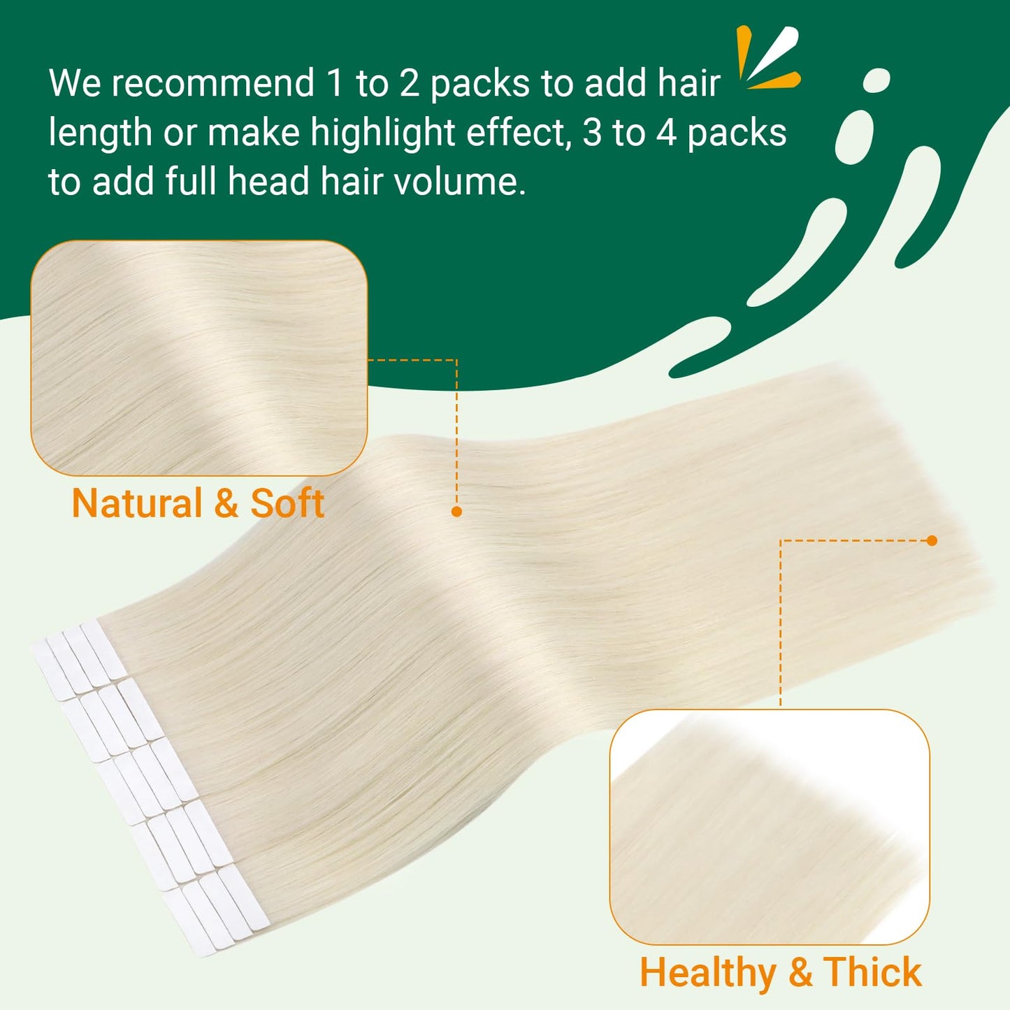 Easyouth Natural Tape in Hair Extensions Human Hair Blonde Human Hair Tapes in Extensions Platinum Blonde Tape in Extensions Real Hair Natural Luster 12Inch 30g 20pcs