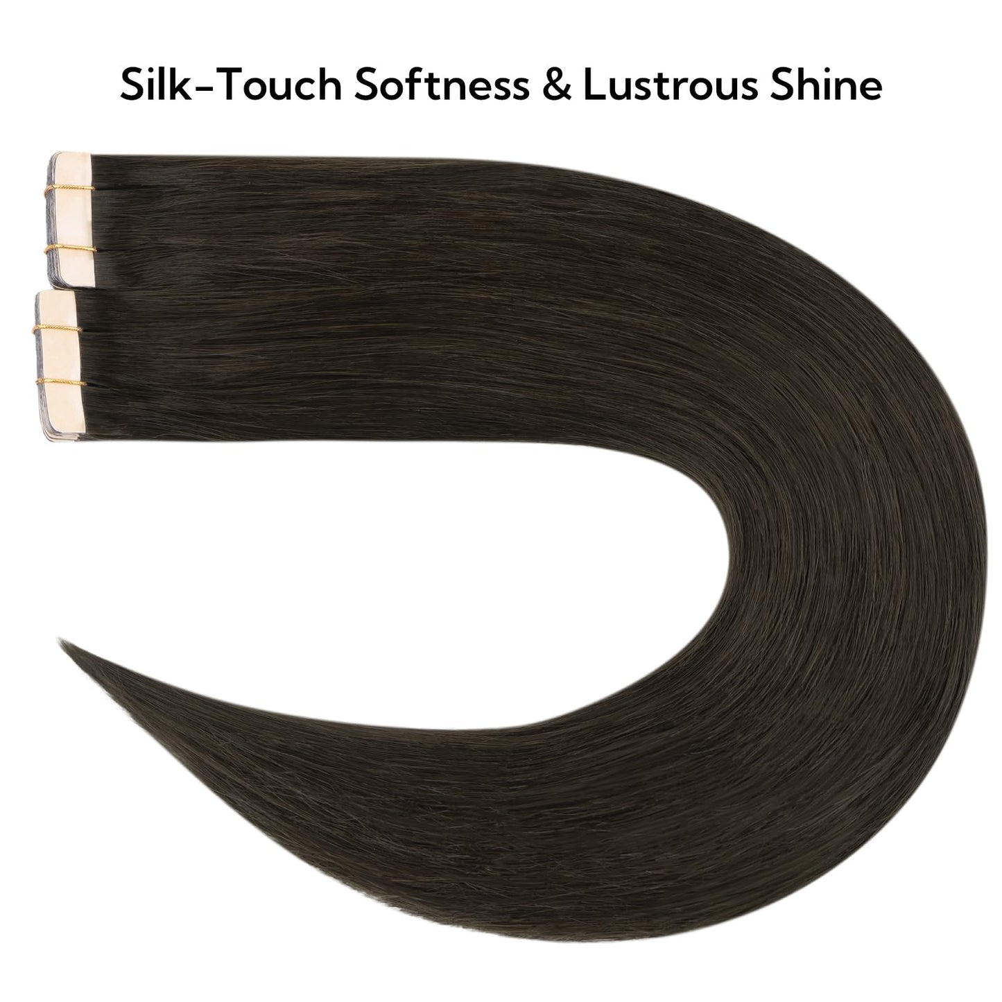 HOTBANANA Tape in Hair Extensions - 16 Inch 40pcs 100g Dark Brown Human Hair - Straight Remy Tape Extensions