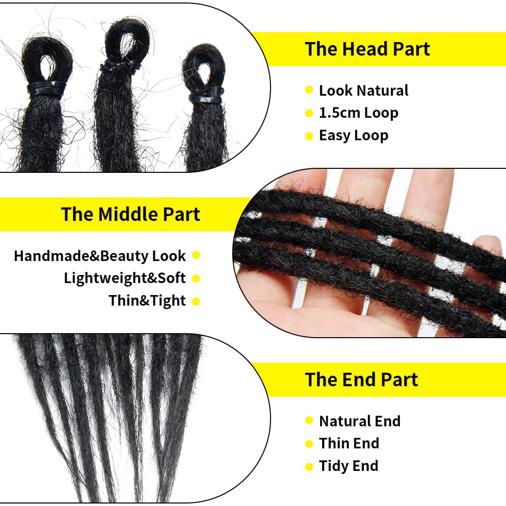 20 Inch Thin 0.6cm Dreadlock Extensions Soft Handmade Synthetic Dreads SE Black Braids Dreads Locs Extension 20 Strands/Pack
